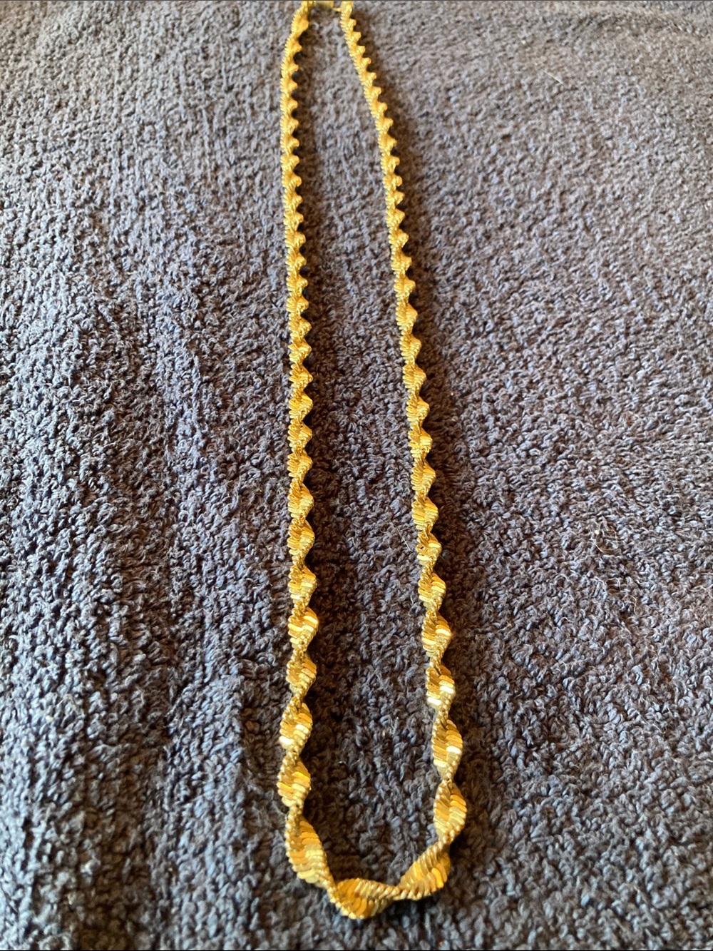 Diamond Cut Very Long Gold Tone Thick Chain